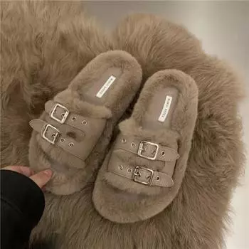 New Fashion Women s Cotton Slippers Winter Women s Shoes Plush Warm Slippers Ladies Thermal Shoes Warm Cotton Shoes for Women 36 бежевый
