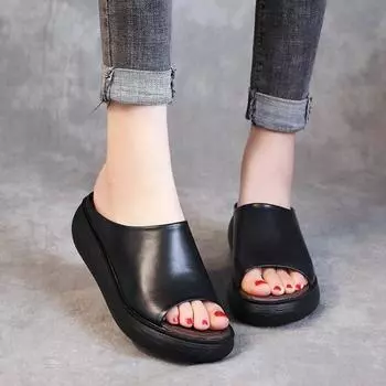 New fashion women s shoes fish mouth open-toe breathable slippers casual platform summer sandals 35