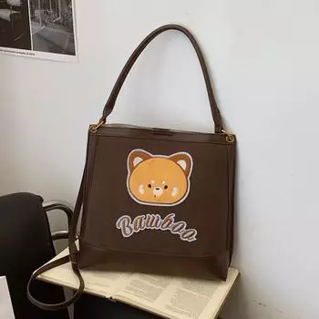 Новая модная и милая сумка через плечо 2024 года с медведем, женская сумка Donnie Mori, повседневная сумка-тоут, большая вместительная сумка-мессенджер 33*8*28 чёрный