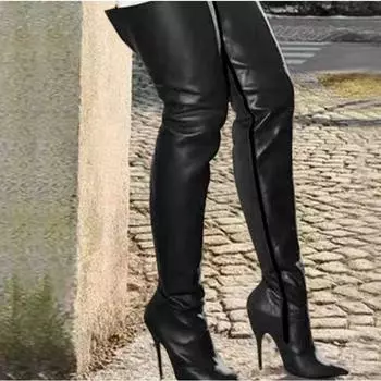New Fashionable and Personalized Slim High Heels with Side Zippers and Slim Heels for Women s Over The Knee Boots Plus Size 43 34