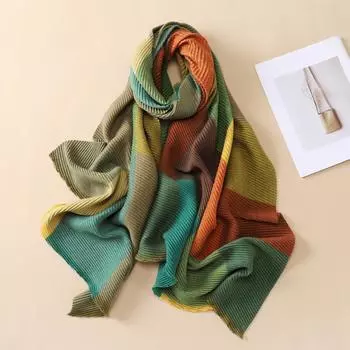 New Fashionable and Versatile Polyester Cotton Multi Color Line Checkered Scarf for Women s Warmth Long Thickened Waist 190*65cm
