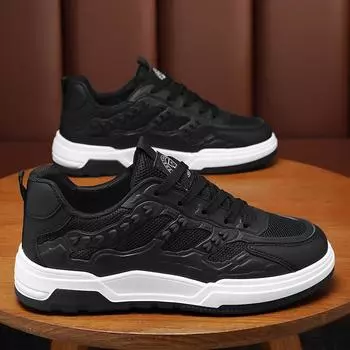 New Fashionable and Versatile Thick Soled Height Increasing Men s Shoes with Mesh Breathable Casual Sports Shoes 40 чёрный