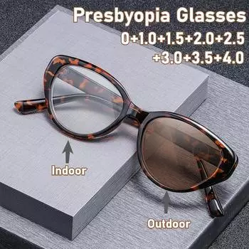 Новые модные очки Cat Eye Anti Blue Light Color Changeing Presbyopia для женщин Солнцезащитные очки Очки для чтения +350