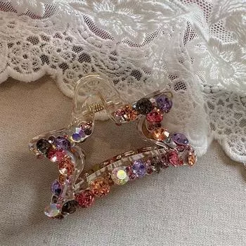 New Fashionable High-End Five-Star Crystal Hair Clip, Elegant Shark Hair Clip for Women