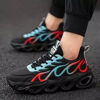 New Fashionable Korean Style Casual Shoes Running Shoes Trendy Flame Blade Sports Shoes Plus Size Men s Shoes Old Dad Shoes 39 чёрный