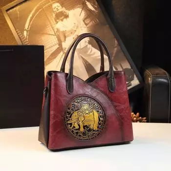 New Fashionable Retro Relief Tote Bag Single Shoulder Tote Bag for Women синий