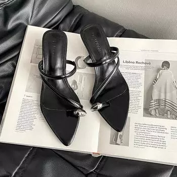 New fashionable versatile spring and summer wear comfortable high heels cool slippers with skirt temperament sandals 35