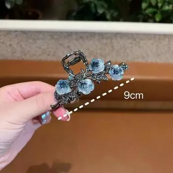 New Female Camellia Flower Grab Clip Retro Ponytail Braid Crab Metal Grab Clip Fashion Sweet Girl Hair Card Hair Accessories