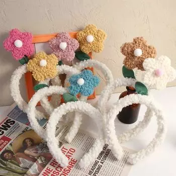 New Female Floral For Women Hairbands Non-slip Flower Lamb Plush Head Hoop Headband оранжевый