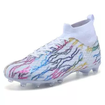 New FGTF football shoes men s and women s shoes breathable high-top long nails AG broken nails football shoes indoor training shoes 35