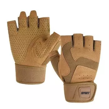 New Fitness Gloves Half Finger Protection Anti Slip Wear Resistant Sports Gloves Mountaineering Dumbbell Horizontal Bar Training Pull Up L