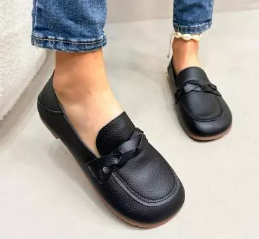 New Flats Women Shoes Loafers Leather Woman Flats Slip on Women s Loafer Female Moccasins Shoe Plus Size 35-43 35