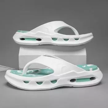 New flip-flops men s high-end summer home non-slip and wear-resistant beach shoes soft soles heightening cool slippers 36-37 белый