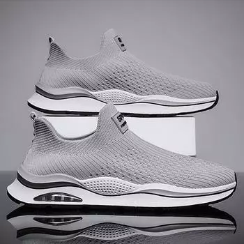 New fly-woven men s socks shoes casual breathable soft-soled one-pedal soft-soled running shoes summer hot-selling models 39 чёрный