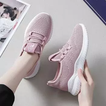 New fly-woven mesh little white shoes sports shoes female students spring and summer women s shoes Korean version breathable mesh shoes 36