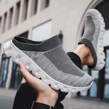 New fly-woven socks shoes sports shoes men s one-pedal bag head shoes men s casual shoes men s shoes large size foreign trade 35