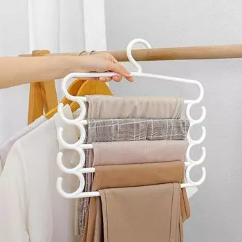New Foldable Closet Hanger Rack Space Saving Clothes Scarf Trouser Organizer Hangers Clip Hanger Wardrobe Organizer Hanger Shelf free size зелёный