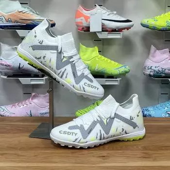 New football shoes adult children high top spikes youth student training shoes broken nails artificial grass 32