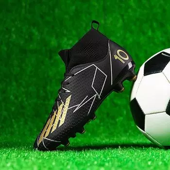 New football shoes men s and women s adult high-top long nails AG youth broken nails TF professional competition training shoes 35 белый