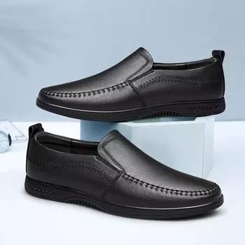 New Four Season Mens Fashion Shoes Luxury Brand Slip on Flats Men High Quality Casual Shoes Comfy Genuine Leather Male Loafers 38
