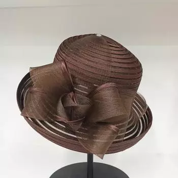 New French curling three-dimensional flower women s spring and summer bucket hat sunscreen breathable top hat fashionable versatile sunshade basin hat Adjustable темно-коричневого