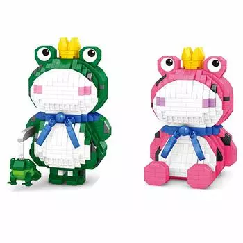 New Frog Prince Assembled Building Blocks Micro Particles DIY Gift 7645A-7646A Frog Cartoon Cute Ornament No box
