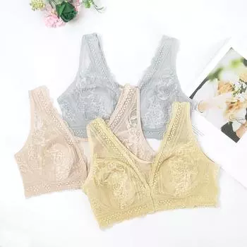 New front buckle summer air beauty back side rabbit ears bra underwear women s honeycomb ultra-thin inner cup breathable L (recommended 80-50kg)