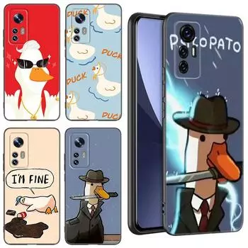 New Fun Duck Goose Black Silicone Phone Case For Xiaomi Mi 9 SE 8 10T 11 12 13 Lite 9T 11T 12S 12T 13T 14 Pro 5G NE 11i 12X Xiaomi 12(12S) Pro