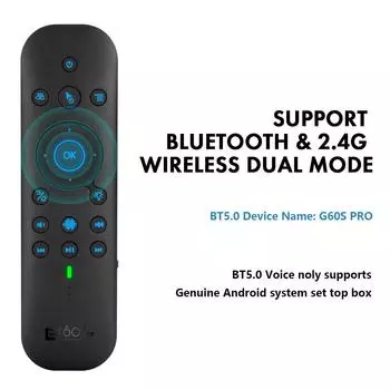 New G60S Pro BT Wireless Voice Remote Control 2.4G BT5.0 Dual Mode Air Mouse IR Learning With Backlit Light For Android TV Box