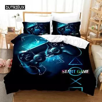 New Game Controller Duvet Cover Gamepad Bedding Set Kids Boys Teens Gifts Bedroom Decoration Video Game Duvet Cover For Youth EU Twin(135x200cm)