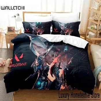 New Game Jett Valorant Bedding Set Single Twin Full Queen King Size Bed Set Adult Kid Bedroom Duvet cover Sets Anime yataklar 70x133cm 2pcs