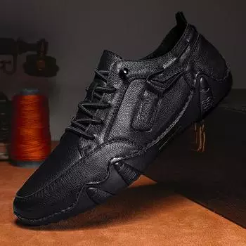 Новые мужские туфли из натуральной кожи, модные повседневные туфли для офиса и отдыха на мягком дне, на шнуровке, удобные туфли для вождения и ходьбы 38 бежевый