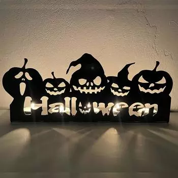 New Ghost Festival Halloween Pumpkin Lantern Skeleton Candle Holder Metal Iron Crafts Atmosphere Luminous Arrangement Props WSJ-48