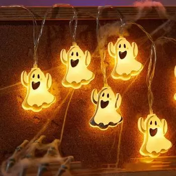 New Ghost Halloween LED String Lights Halloween Decorations Party Lights Battery Copper Wire Night Light Patio Indoor Decor 680 1.5m 10balls USB