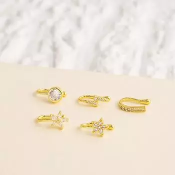 New Gift 1PC Nose Ring Clip On Nose Ear Clip Copper Heart Fake Piercing Body Jewelry Star