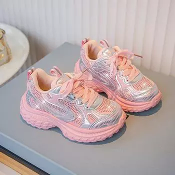 New Girl s Sneakers Chunky Kids Causal School Basketball Shoes Spring Autumn Fashion Children s Versatile Sports Running Shoes 26 розовый