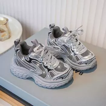 New Girl s Sneakers Chunky Kids Causal School Basketball Shoes Spring Autumn Fashion Children s Versatile Sports Running Shoes 26 розовый