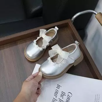 Новые Туфли Мэри Джейн для девочек в стиле Лолиты, шикарные детские туфли принцессы с бантом, кожаные, модные, милые, детские, праздничные, элегантные, универсальные 26 чёрный