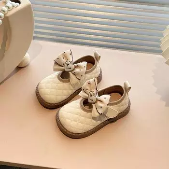 New Girls Princess Leather Shoes Spring Autumn Love Bowtie Children s Flats Sweet Causal Kids Mary Jane Shoes for Party Wedding 21 коричневый