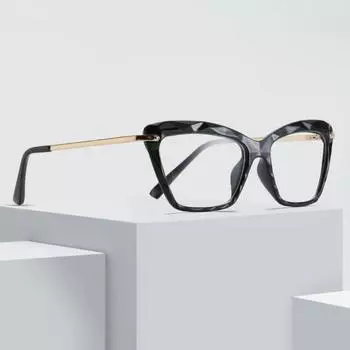 Новая оправа для очков Crystal Multi Cut Eyeglass Frame Женская модная металлическая оправа с плоским зеркалом чёрный