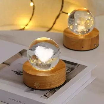 New Glowing Planetary Galaxy Astronaut Crystal Ball Night Lights USB Power Warm Bedside Light Christmas Kid Gift Night Lamp