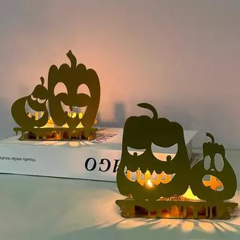 New Halloween Halloween Pumpkin Lantern Gift Metallic Crafts Iron Candle Holder Decorative Ornaments WSJ-71