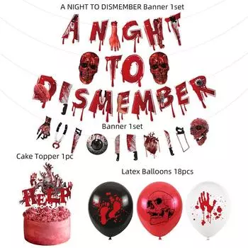 New Halloween Party Decorations Kit Include Halloween Banners Balloons Cake Toppers