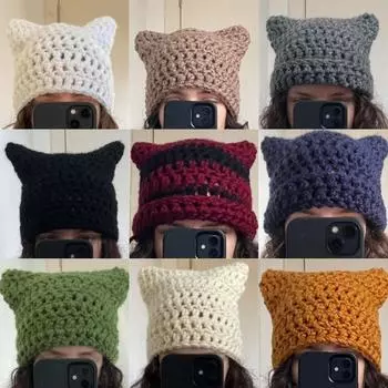 New handmade crocheted ruffled woolen hat with color matching flowers, fashionable and personalized adult hat