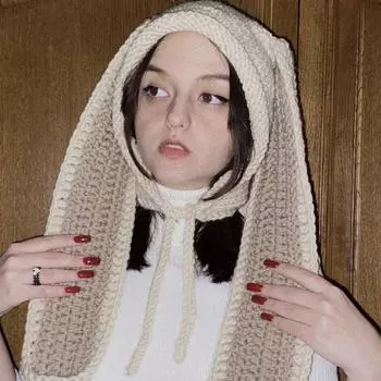 Новая вязаная крючком однотонная кружевная шляпа-рог ручной работы для взрослых, забавная модная кружевная шапка-пуловер Adult 56-59cm