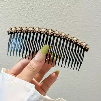 New Handmade Hair Combs Clips Tooth Plastic Hairpin Women Side Twist Comb French Floral Pearl Hairpin Girls Hair Accessories