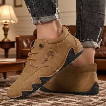 New Handmade Leather Men Boots Autumn Design Sneakers 2025 Man Breathable Casual Leather Shoes Men Ankle Boots Outdoor Fashion 43