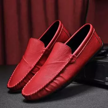 New Handmade Men s Loafers Lightweight Casual Shoes Ultra-light Male Driving Shoes Flats Sole Slip-on Business Flats Moccasins 39 чёрный