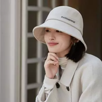 Новая шляпа женская высококачественная однотонная универсальная шляпа-ведро с буквенным принтом японская простая шляпа-умывальник Average size