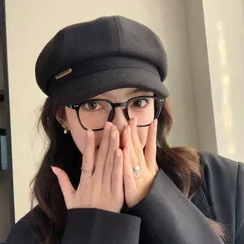 Новая шляпа женская ретро универсальная восьмиугольная шляпа с буквами зимняя уличная большая окружность головы показывающая лицо маленькая берет прилив average size